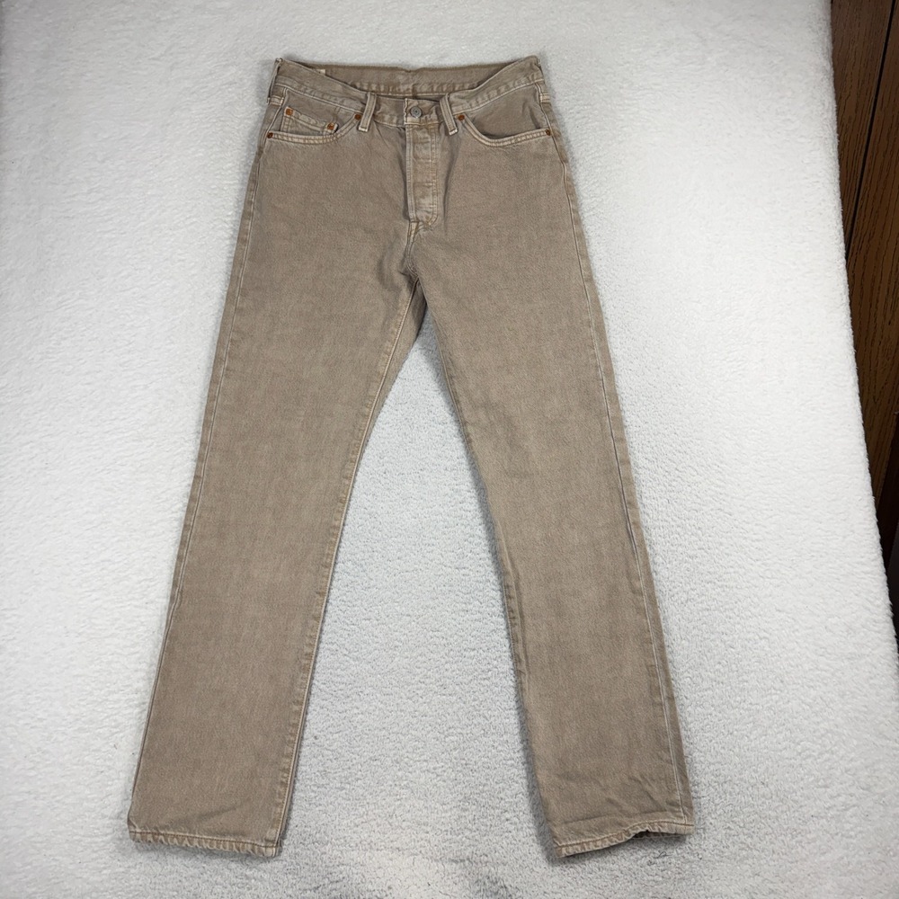 Levis 501 Original Premium Jeans Tan Sand Wash Button Fly Cotton 29x32 (30x31)